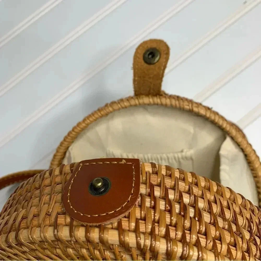 Bali Circle Crossbody Bag Wicker Boho Purse